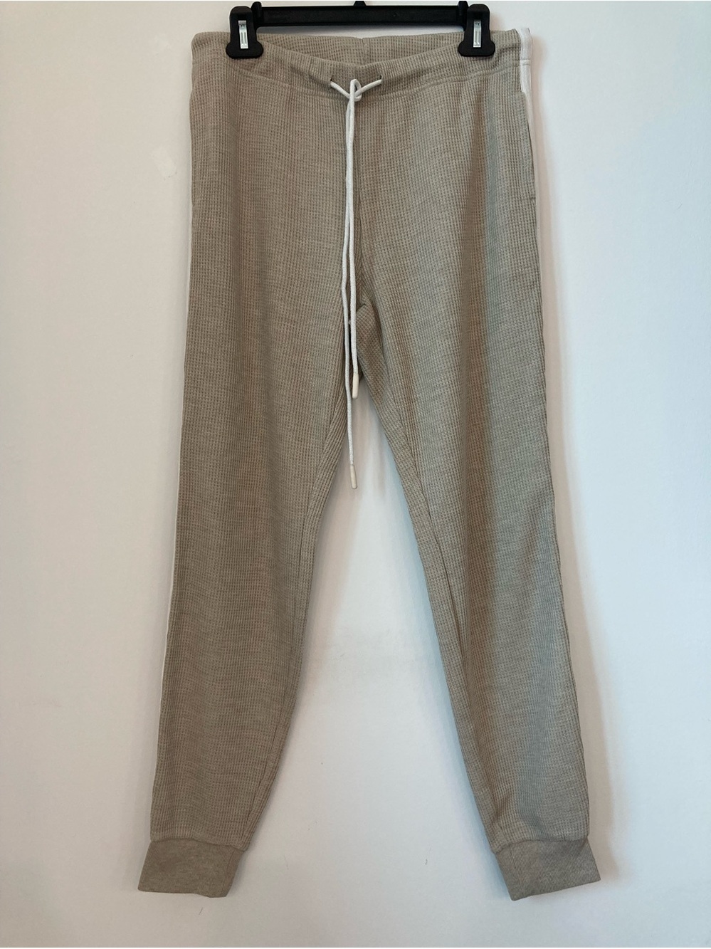 Varley Kelvin Waffle Knit Joggers Sweatpants Lounge Pants Tan Beige Drawstring M